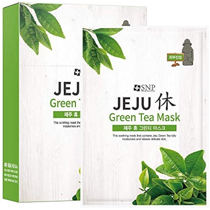 SNP SHINING NATURE PURITY JEJU GREEN TEA MASK (SOOTHING) 10X22ML/0.74OZ - Image 1